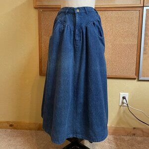 Vintage Classic Blues Denim Midi Skirt